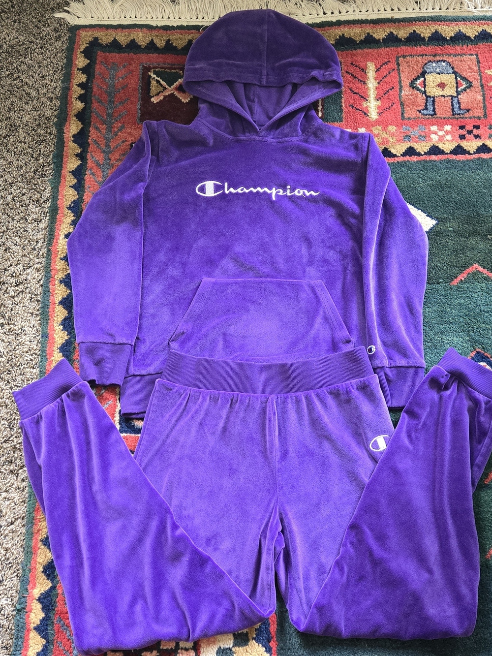 Champion Tracksuit Girls Large Purple Joggers Hoodie